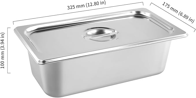 HOIGON 4 Pack 1/3 Size Steam Table Pans with Lids 4 Inch Deep Stainless Steel Hotel Pan Anti-Jam Steam Pan Half Size Hotel Pans for Buffet Restaurants Catering