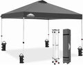 EAGLE PEAK Pop Up Canopy Tent with Wheeled Carry Bag 8 Stakes 4 Ropes 4 Weight Bags Easy Set Up Tent Canopy 10x10 ft 100sqft of Shade Gray