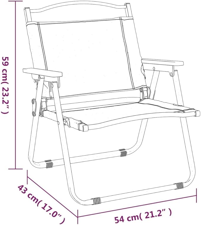 2-Pack Folding Outdoor Chairs 500D Oxford/Steel Frame 16.9×21.3×23.2 in Water-Resistant for Garden Balcony Beach