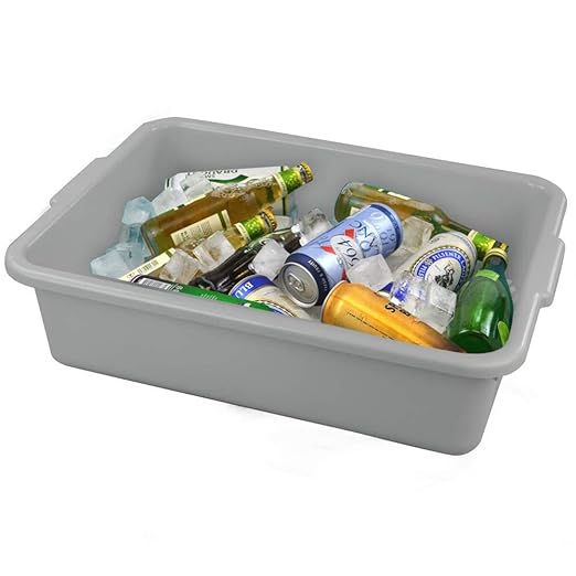 Anbers 4-Pack Commercial Tote Box Plastic Bus Box Bus Tubs 22 L Gray
