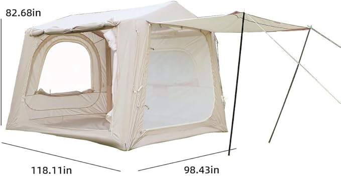 Inflatable SUV Tent for Camping - 4-6-8 Person 4 Season Waterproof Oxford Tailgate-Attachable &amp AC Compatible Easy Setup with Air Pump Air-Inflated Glamping Tent for Adults