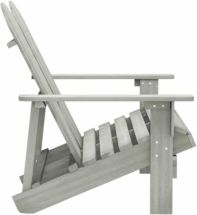 2-Seater Adirondack Outdoor Chair Grey Solid Fir Wood 33.7 x 47 x 35.2 in Matte Finish Rustic Loveseat for Garden Patio Terrace Porch