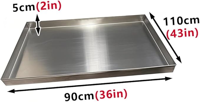 Washing Machine Pan 304 Stainless Steel Washing Machine Drain Pan Kitchen Factory Warehouse Garage Drain Tray Spill Containment Platform Pallets(90x110cm(36x43in))