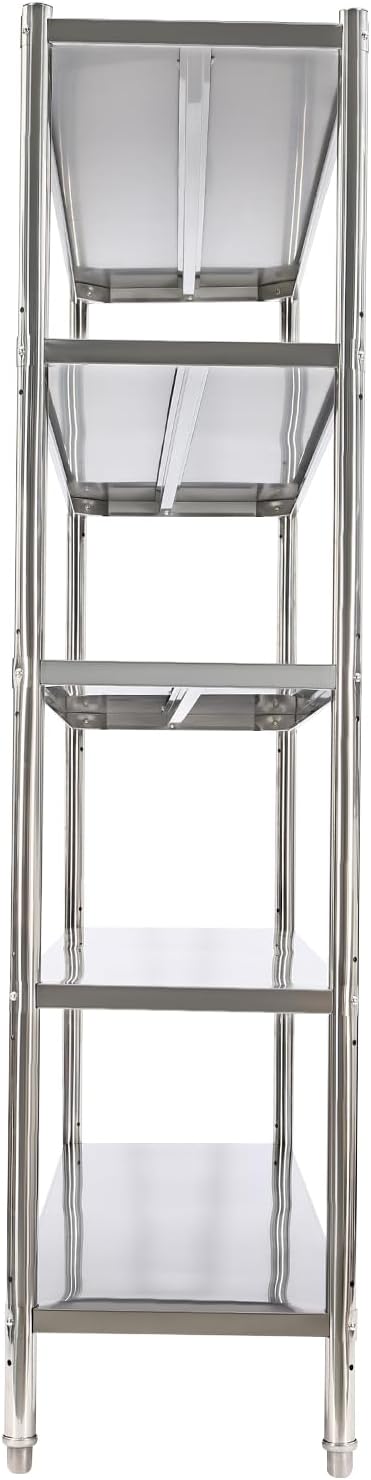Stainless Steel Shelving 5 Tier Utility Bakers Racks Adjustable Shelf Storage Heavy Duty Shelving for Kitchen Commercial Office Garage Storage Laundry Room Organization (5-Tier 70*17*70in)