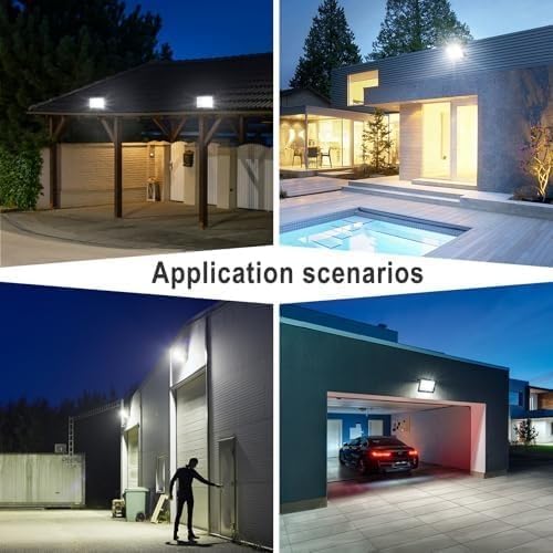 4-Pack 100W LED Flood Light  11000m with 5.91FT/1.8m Cord Super Bright Security Lights IP66 Waterproof Outdoor Flood Light 5000K Daylight White Floodlight for Yard GardenBasketball Court Arena