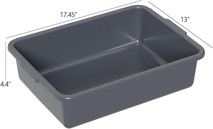 13 L Plastic Commercial Bus Box 12-pack Plastic Bus Bin Gray