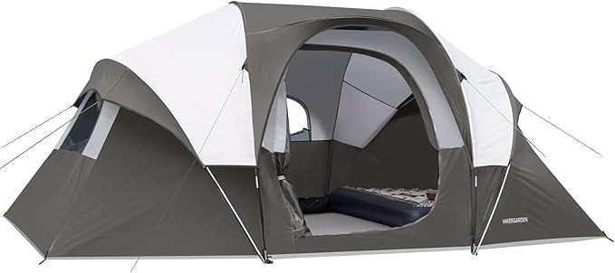 HIKERGARDEN 10 Person Camping Tent - Portable Easy Set Up Family Tent for Camp Windproof Fabric Dome Tent Outdoor for Hiking Backpacking Traveling-14'x11'x74in(H)