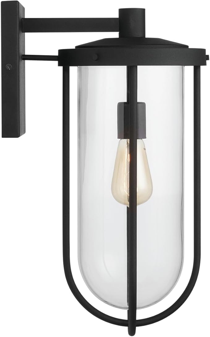 Capital Lighting 934212BK Corbin Clear Glass Outdoor Wall Sconce 1-Light 100 Watt 19 H x 8 W Black