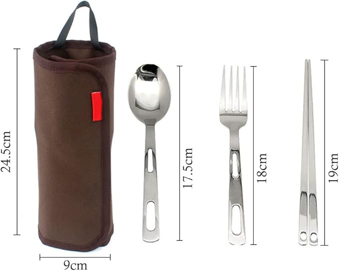 13 Piece Stainless Steel Family Cutlery Picnic Utensil Set with Travel Case for Hiking Camping Hiking Barbeque Travelling Forks Spoons Chopsticks for 4 Persons