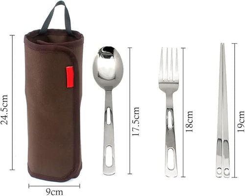 13 Piece Stainless Steel Family Cutlery Picnic Utensil Set with Travel Case for Hiking Camping Hiking Barbeque Travelling Forks Spoons Chopsticks for 4 Persons