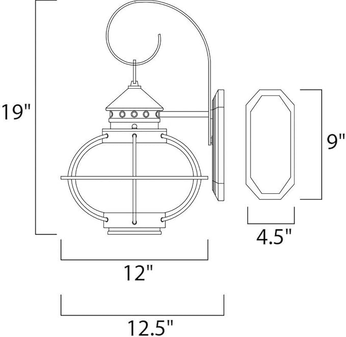 Maxim Portsmouth - 12 Inch 1 Light Outdoor Wall Lantern in Early American Style