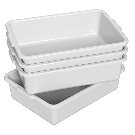 13 L Plastic Commercial Wash Basin Food Service Bus Tubs Light Gray 4 Packs