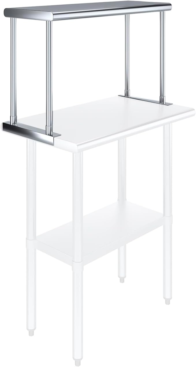 AmGood Stainless Steel Single Overshelf for 36 Long Prep Table. 12 Wide x 36 Long x 18 High
