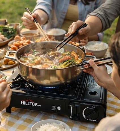 8000 BTU Portable Gas Stove with Carrying Case for Camping Picnics Hiking Fishing BBQ CSA Listed BLACK