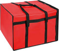Insulated Pizza Delivery Bag Large Capacity Non-Woven Fabric Thick Foam Padding Heat Retention Water-Resistant Transparent Order Pocket Wristband Opening(Red50* 50 * 35.5CM)