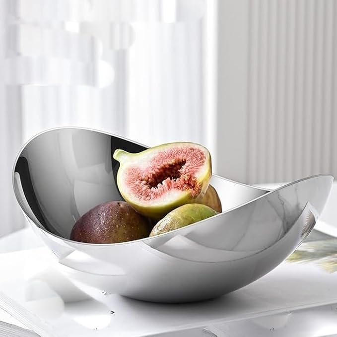 Fashion 304 Stainless Steel Asymmetry Cooking Bowl Strong Durable for Outdoor Camping Living Room