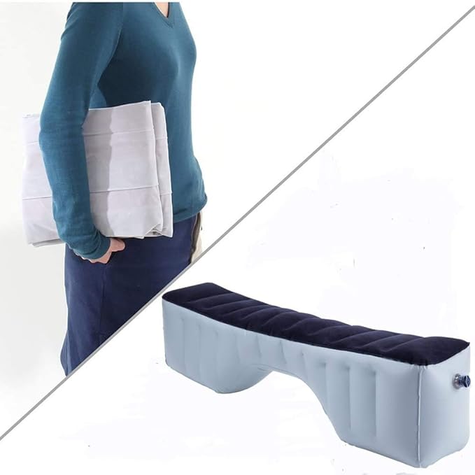 Auto Inflatable Car Travel Mattress Back Seat Gap Pad Air Bed Cushion Camping Air Couch (Navy)