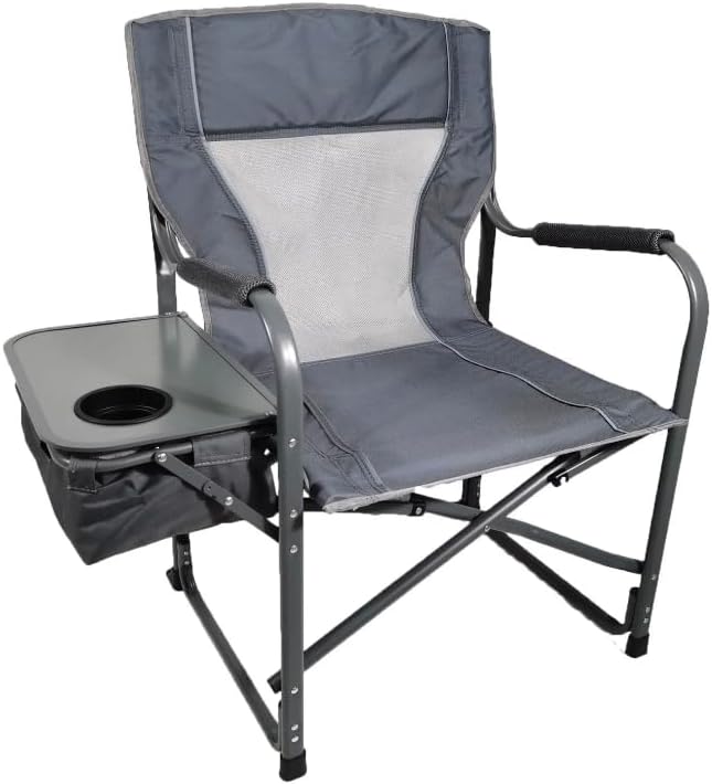 Folding Director's Chair with Side Table and Cooler Heavy-Duty Camping Chair 33.73W x 37.3H inches (Castle Rock)
