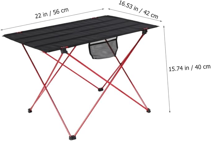 Portable Folding Camping Table and Compact Picnic Table Lightweight Aluminum Alloy Medium Red for Travel Beach Hiking and Car Camping