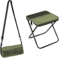 Collapsible Camping Stool Ultra-Lightweight Pocket Chair for Hiking Outdoor Footstool Portable Folding Seat Durable Oxford Fabric 300lb Capacity Military Green Large Size
