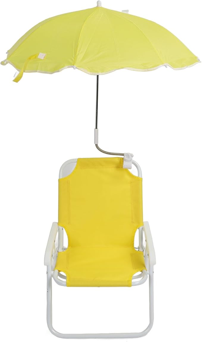 Low Beach Chair with Sun Umbrella Folding Camping Chair with Canopy Shade for Kids Adults Portable Children Camping Chairs Lawn Chair with Umbrella for Picnics Vacations