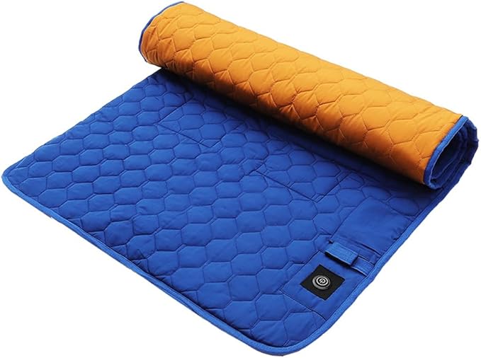 Heated Sleeping Bag Pad Adjustable Warm Foldable Tent Sleeping Mat Seven Zone Heating Machine Washable Quickly Increase Temperature (Blue)