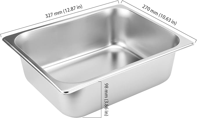 HOIGON 4 Pack 1/2 Size Steam Table Pan 4 Inch Deep Stainless Steel Hotel Anti-Jam Steam Pan for Buffet Restaurants Catering