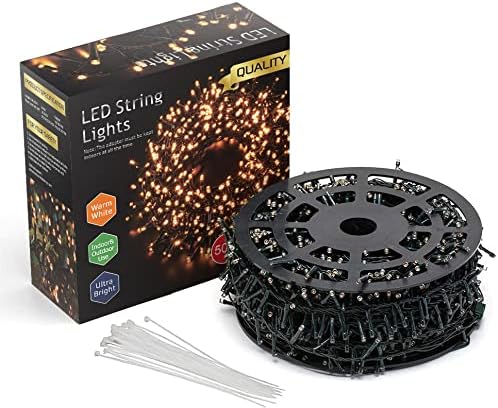 Quntis 164ft 2000 LED Cluster Christmas Lights - Dark Green Wire Cluster Christmas Tree Lights - 8 Modes Outdoor Waterproof Strands Christmas String Lights for Holiday Wedding Party Decor Warm White