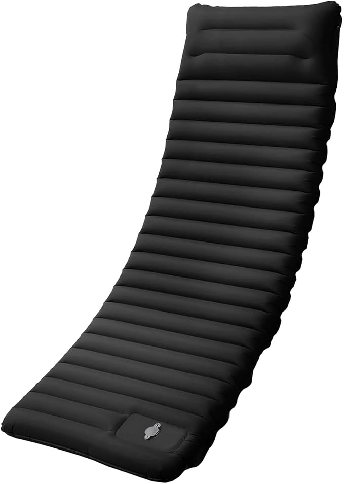 4 Inch Extra Thick Self-Inflating Camping Sleeping Pad – Spliceable for Hiking Fishing &amp Outdoor Use(Black)