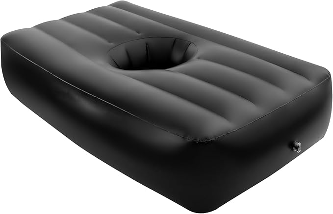 Upgraded BBL Mattress Bed Thickened Post Surgery Recovery Bed with Hole Bed Brazilian Butt Lift Foldable PVC Inflatable with Reusable Electric Air Pump 72×40×17in (Black)