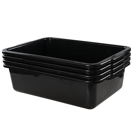 32 Liter Commercial Bus Tubs Black Large Utility Bus Trays/Tote Box Set of 4