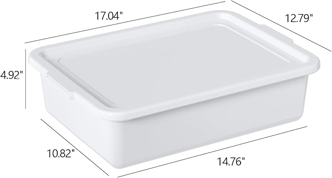13 L Commercial Bus Pans with Lids Plastic Bus Tubs White 3 Packs