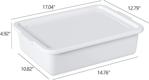 13 L Commercial Bus Pans with Lids Plastic Bus Tubs White 3 Packs