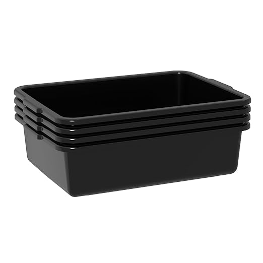 Sadstory Plastic Bus Tubs 13 L Black Commercial Bus Tub Tote 4 Packs