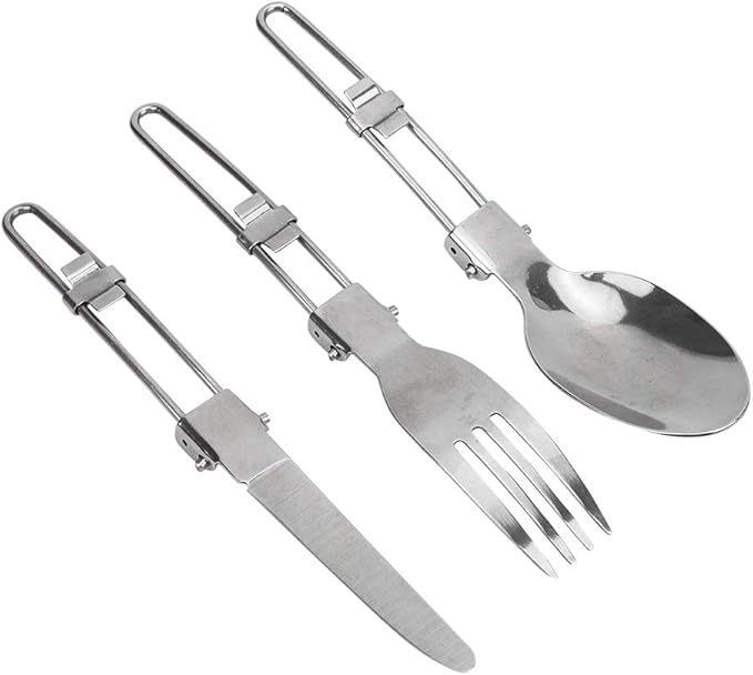 Stainless Steel Outdoor Tableware Set Portable Camping Cookware Single Person Mess Kit with Plate Bowl Cup Spoon Lightweight Picnic Dishes for Hiking Travel Backpacking