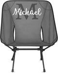 Custom Gray Portable Camping Chair Personalized Backpacking Chair with Name Lightweight Foldable Chairs for Hiking Beach