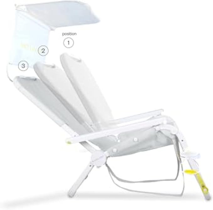 SUNFLOW Shore Thing Premium Beach Chair - Adjustable Portable Rust-Resistant Reclining Beach Chair with UPF 50+ Sun Shade and Drink Holder for The Ultimate in Comfort (Oyster Gray)