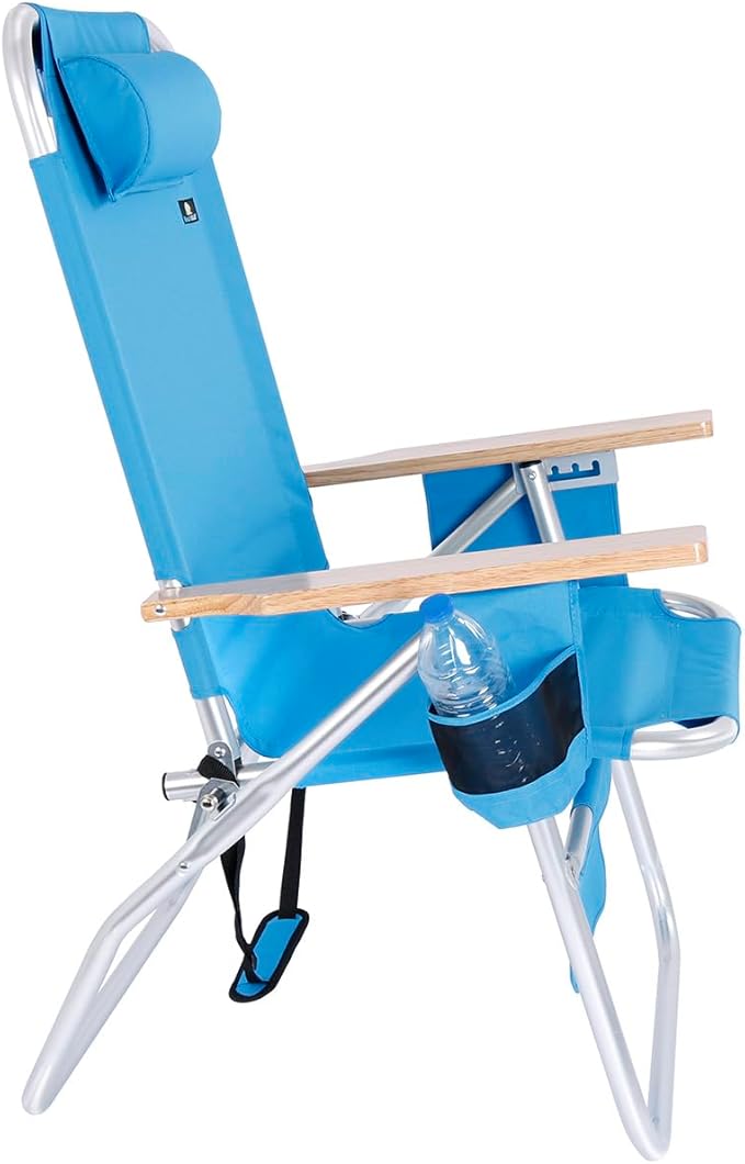 Deluxe XL Tall 17 Inches High Seat Beach Chair for Adults Heavy Duty Aluminum Frame Wide Plus Size 300 lb Capacity
