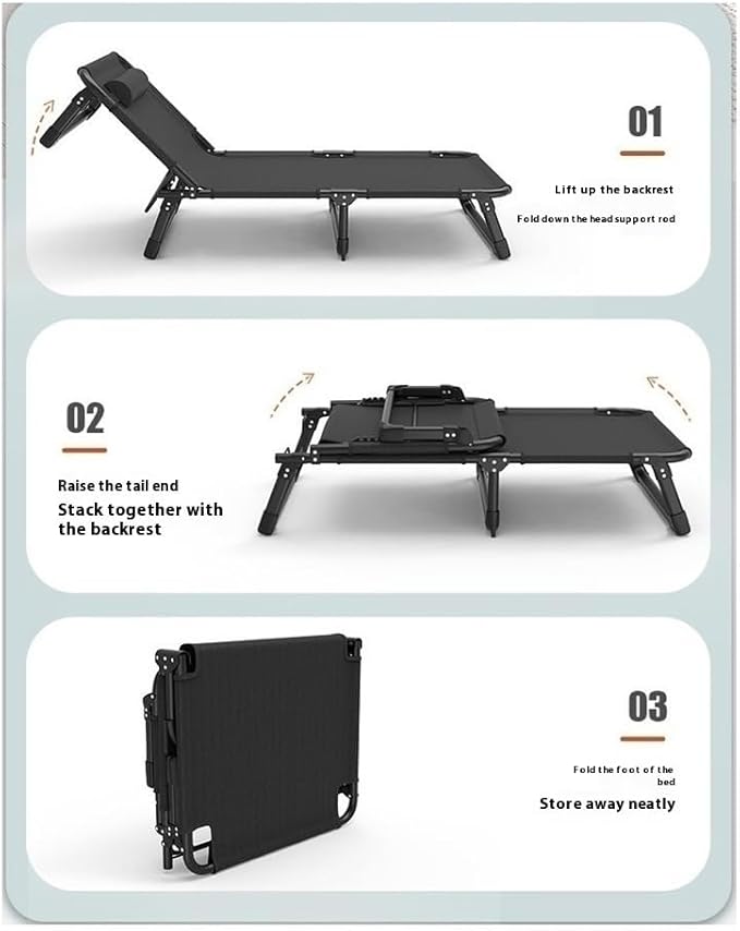 Outdoor Folding Bed Small Outdoor Bed Accompanying Lounger Desk Nap for One Person Single Folding Bed with Mattresses (Small)