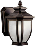 Kichler Salisbury 10.25 1 Light Outdoor Wall Light with White Linen Glass in Rubbed Bronze