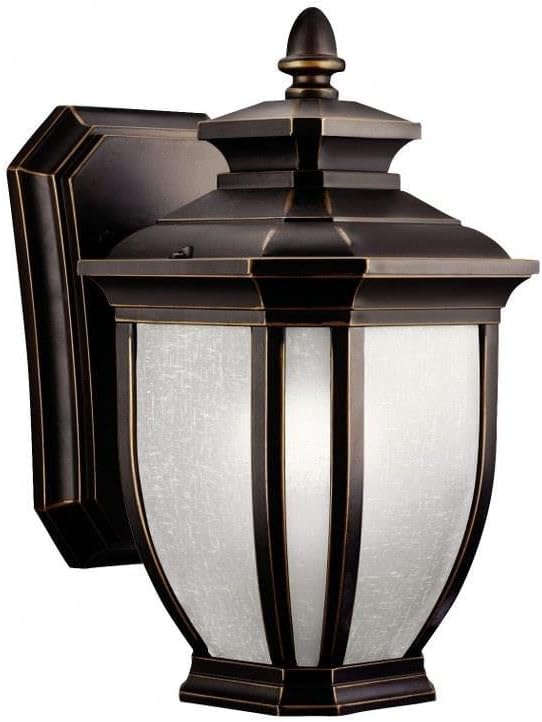 Kichler Salisbury 10.25 1 Light Outdoor Wall Light with White Linen Glass in Rubbed Bronze