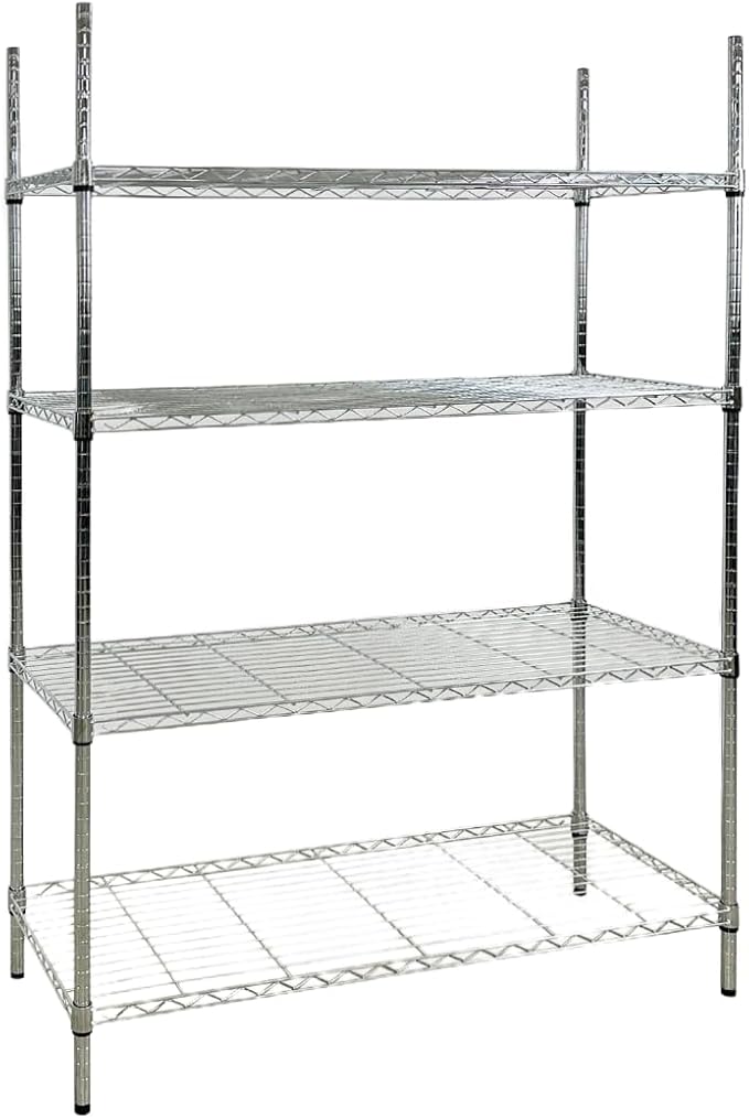 Commercial Chrome Wire Shelving Rack 4 Tier Wire Shelf for Storage All Stainless-steel Heavy Duty W48xD18x H71 ETL