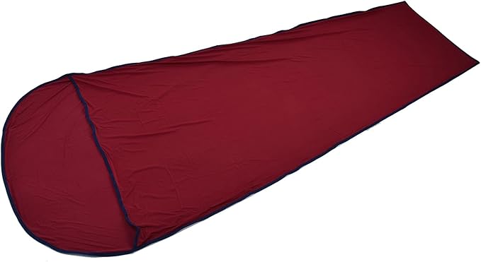 Multifunctional Elastic Sleeping Liner Skin Friendly Comfortable and Breathable to Carry with Storage Versatile Use for Camping Hiking Backpacking (Wine Red)