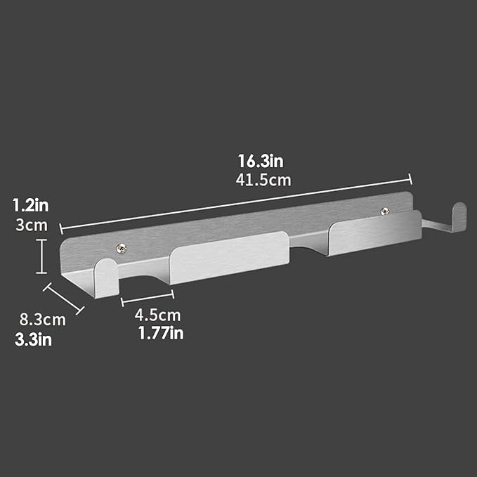 Stainless Steel Peel Rack 16.3 Inch - Wall Mounted Tool Holder | Commercial Kitchen Organizer Shelf for Shovel Spatula Brush Spoon Storage Restaurant Shop Utensil Display Space Saving Installation