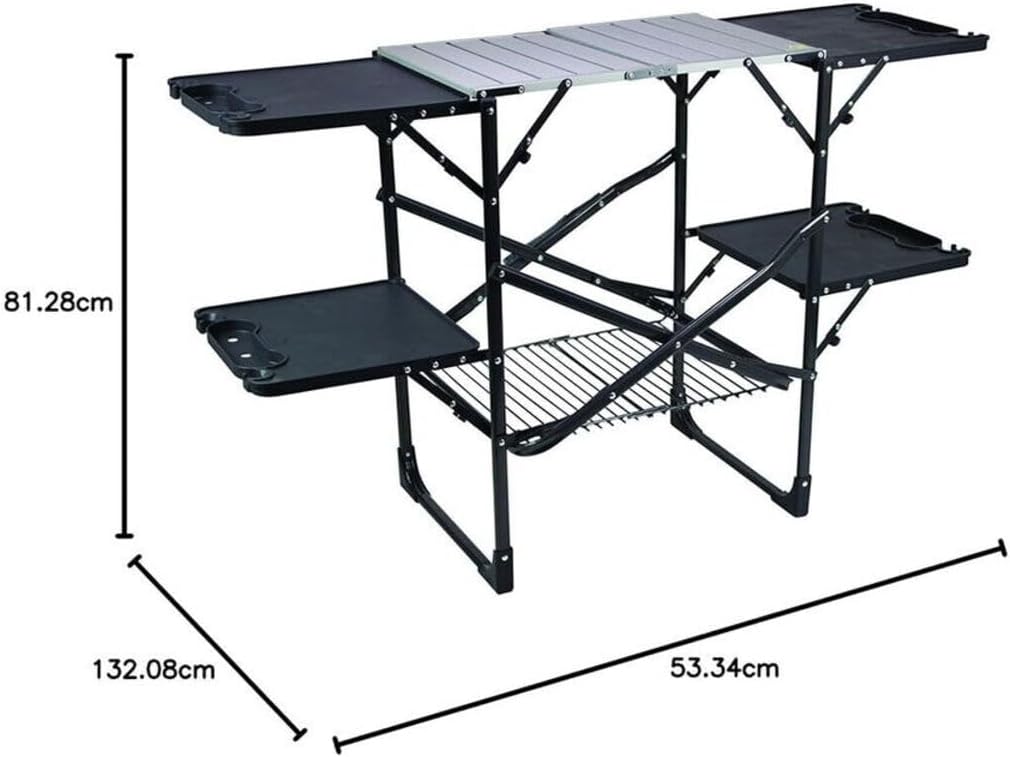 GCI OUTDOOR Slim-Fold Cook Station | Portable Folding Kitchen Table with a Heat Resistant Tabletop 4 Side Tables &amp Storage Rack Perfect for Picnics &amp Camping Trips