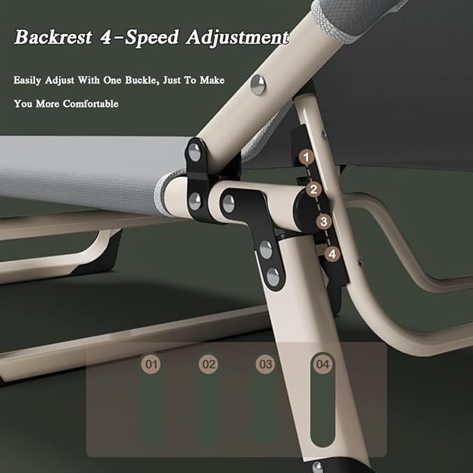 Folding Camping Cots for Adults with 4-Position Adjustable Backrest - 67” Extra Wide Portable Sleeping Cot &amp Recliner for Office Nap Outdoor Guest Bed Cots for Sleeping