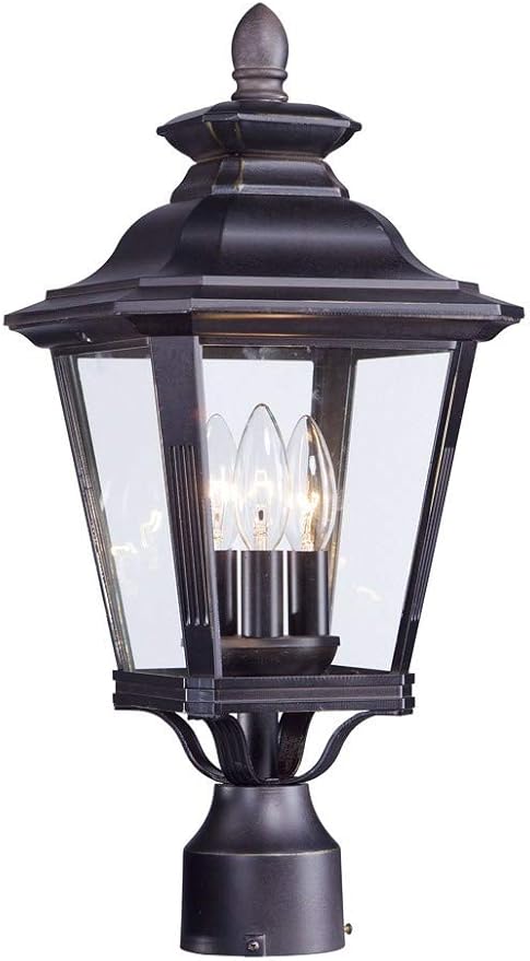 Maxim Knoxville-Three Light Outdoor Post Lantern in Early American Style-9 Inches Wide by 19.5 inches high