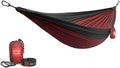 GRAND TRUNK TrunkTech Double Hammock | Ultra-Strong &amp Lightweight | 11 ft Hammock with Ripstop Nylon | 500 lb Capacity | Fast-Drying &amp Weather-Resistant | Crimson/Charcoal