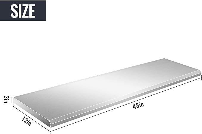 Folding Concession Shelf 48 x 12 Stainless Steel Drop Down Serving Food Shelf Concession Space Saving Stand for Concession Windows