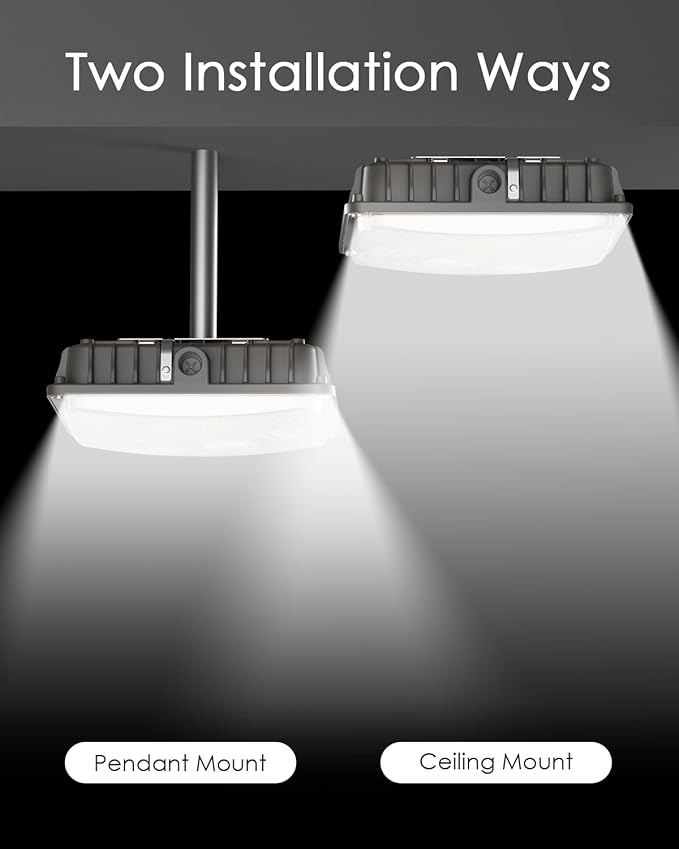 LED Canopy Lights 60W 8400LM 5000K 0-10V Dimmable 120-277VAC IP65 Waterproof UL Listed Commercial LED Canopy Lights Outdoor for Gas Station Carport Parking Garage Warehouse 6 Pack